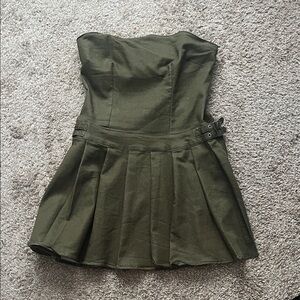 Olive Green Strapless Dress